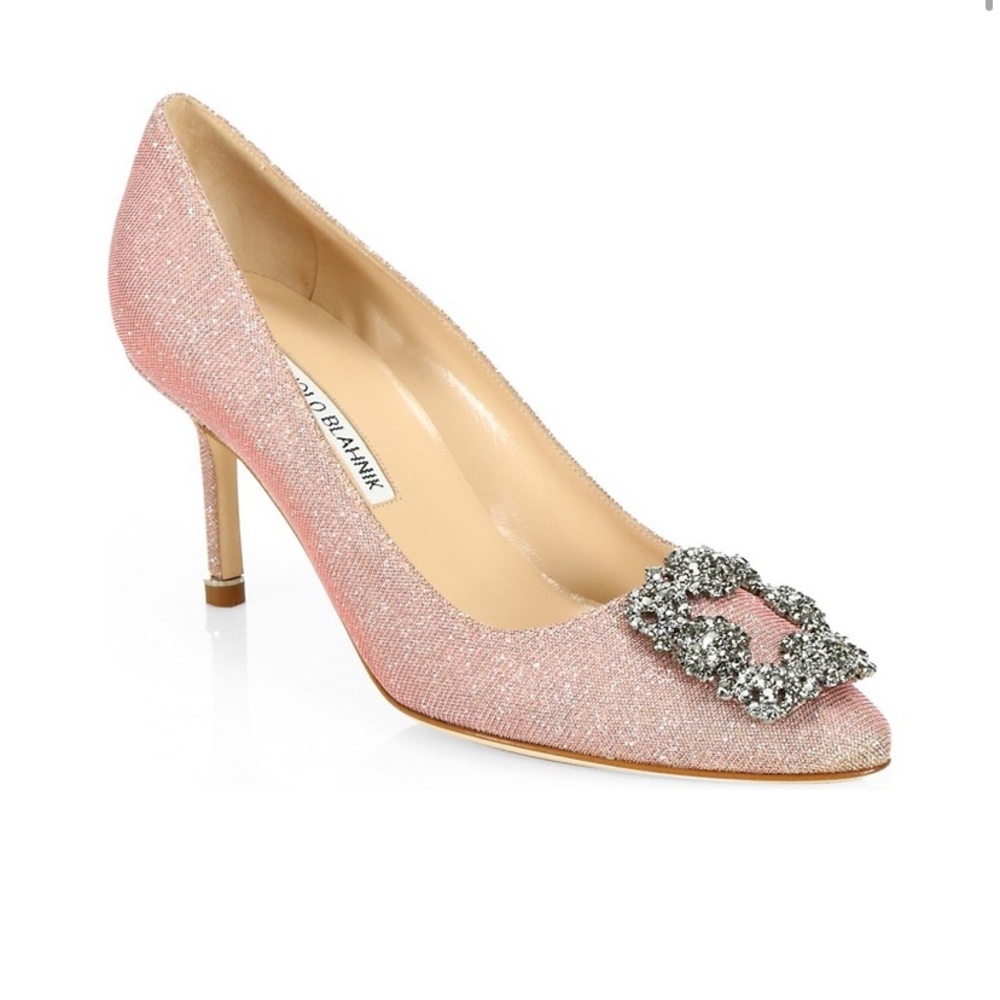 Manolo Blahnik Hangisi 70 Embellished Shimmer Pump